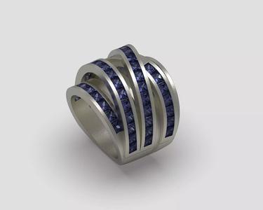 Ring R 211 channel set princess cut diamond band