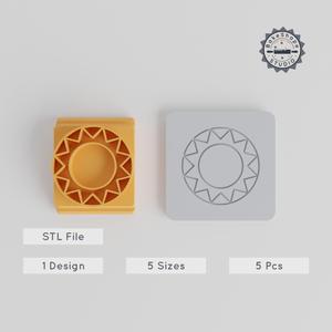 Mandala Stamp Tile Set, 5 Sizes, Ideal for Clay, Cookies & Fondant, Abstract Pattern, Oriental Geometric Design, Spiritual Zen Motif