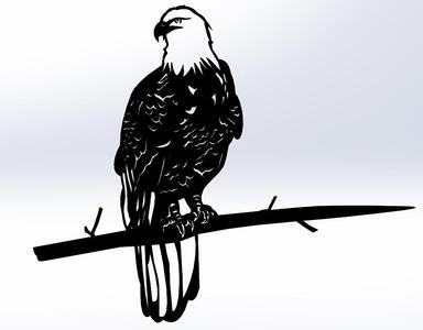 lineart bald eagle branche wall art