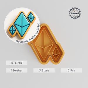 Gems Shape Cutter & Stamp Set, Perfect for Cookies & Fondant, 6 Piece Set in S/M/L Sizes for Baking & Crafting