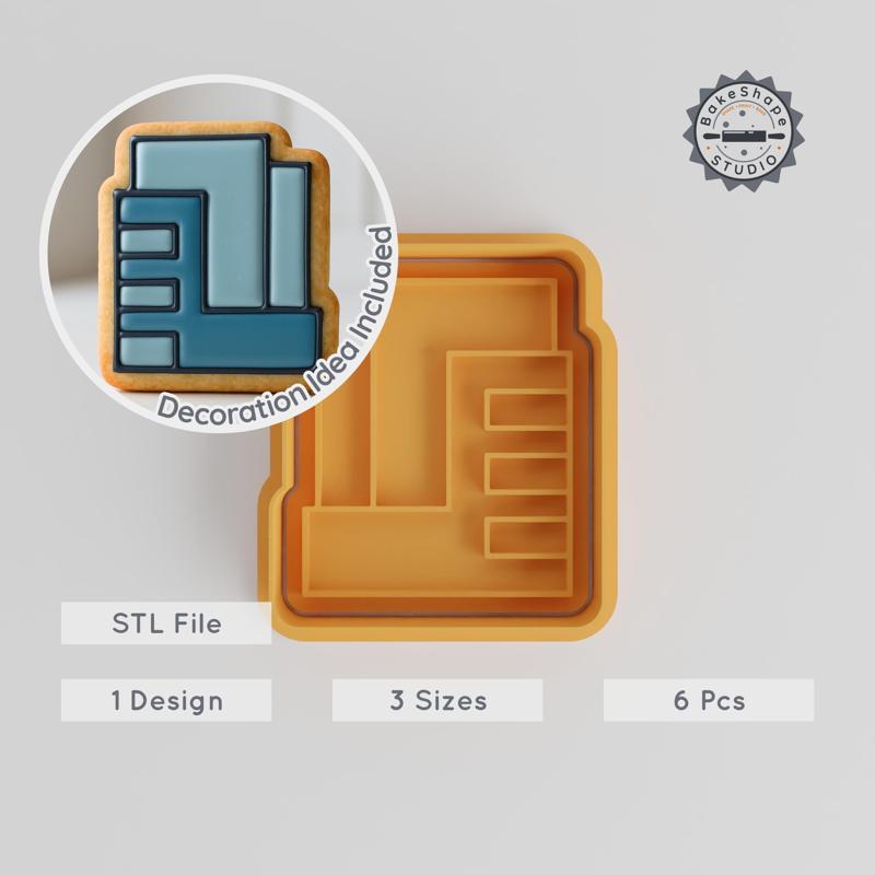 Office Building Shape Cutter & Stamp, Cookie & Fondant Decor Tool, 3 Sizes, S/M/L