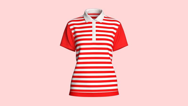Ladies Red Striped Polo | Marvelous / Clo3d / obj / fbx