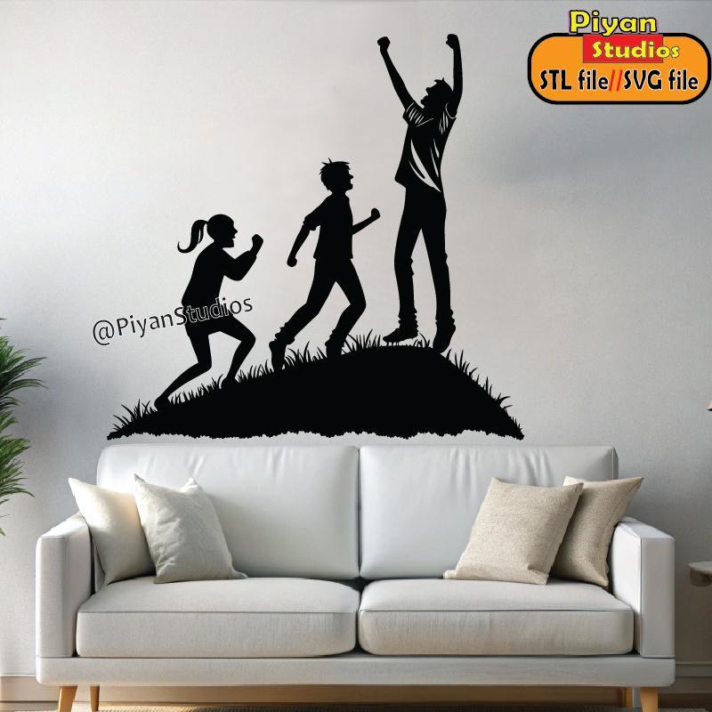 Happy family, wall art svg, STL file