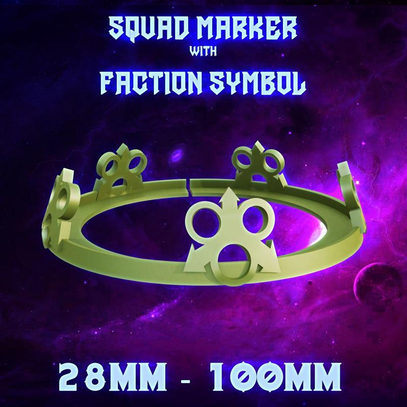 Squad Marker with Faction Symbol "Decay" | 28mm-100mm bases | Wargames | Tabletop | Base Marker | Base Identifier | Marker Ring