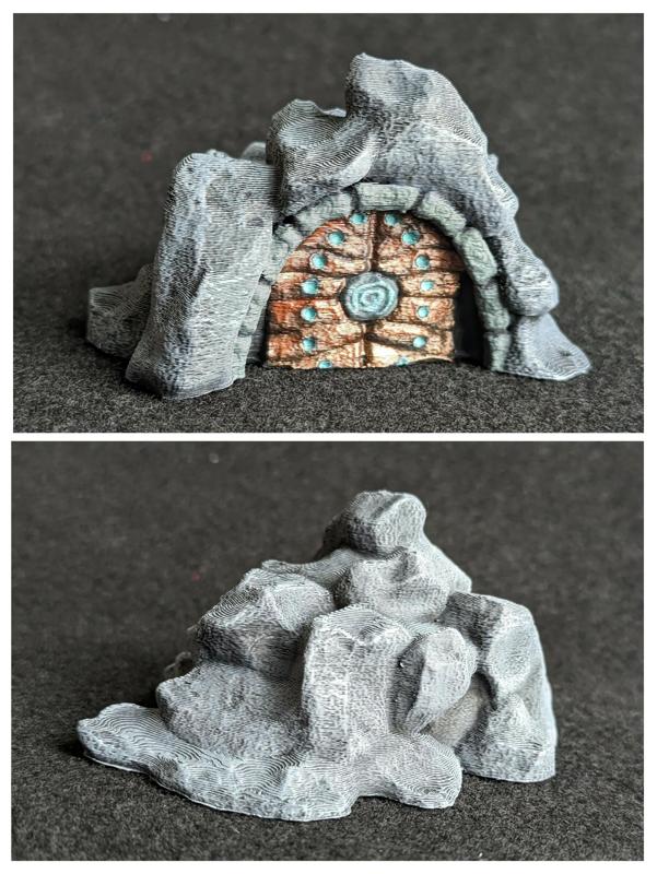 15mm Fantasy Dwarven Cave Entrance Terrain - Open + Sealed