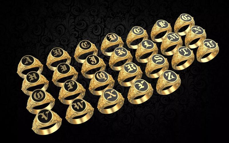 ALPHABET GOLD-ENAMEL RING NEW CONCEPT