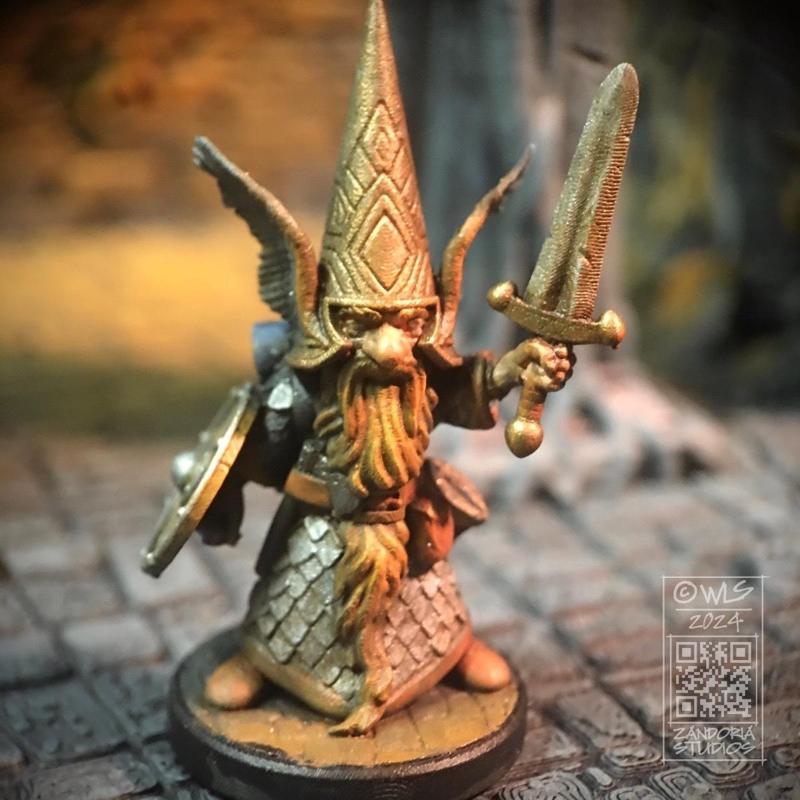 Gnome with Sword, Fantasy Tabletop RPG Miniature or Garden Gnome Statue