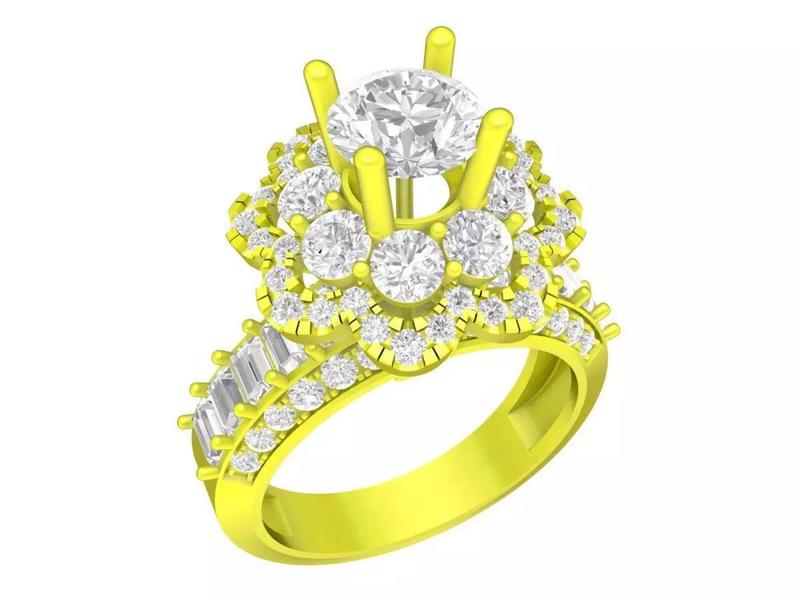 6954 hongkong flower diamond women ring