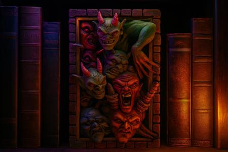 Haunted Demon Portal Book Nook | 3D Printed Halloween Bookshelf Insert | Gothic Horror Decor