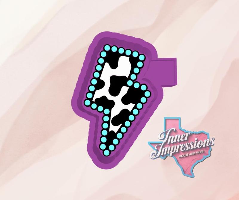 Cow Print Lightning Bolt Freshie Mold