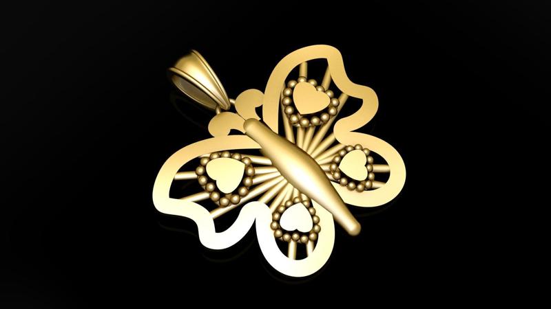 GOLDEN BUTTERFLY PENDANT 3D PRINTABLE MODEL