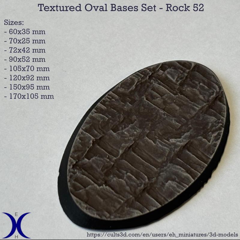 Oval Bases Set – Rock 52 Texture (60–170MM) | Perfect For Tabletop Wargames & RPG's