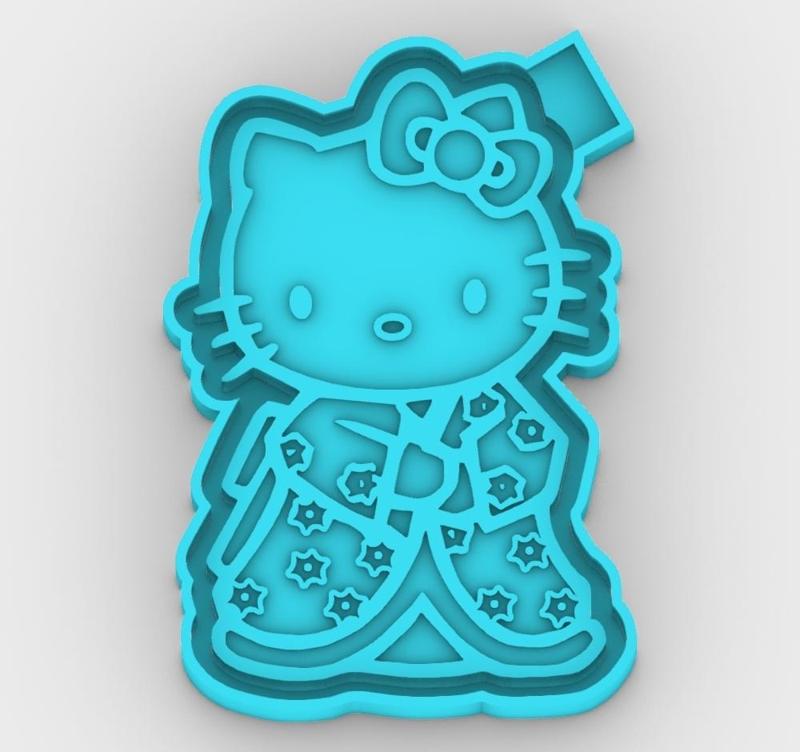 Hello Kitty with kimono - freshie mold - STL for silicone mold