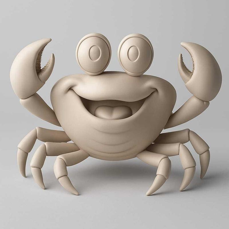 Happy Cartoon Crab – Cute 3D Printable Sea Creature Figurine