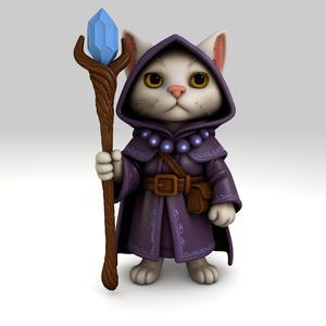 DnD White Cat Wizard