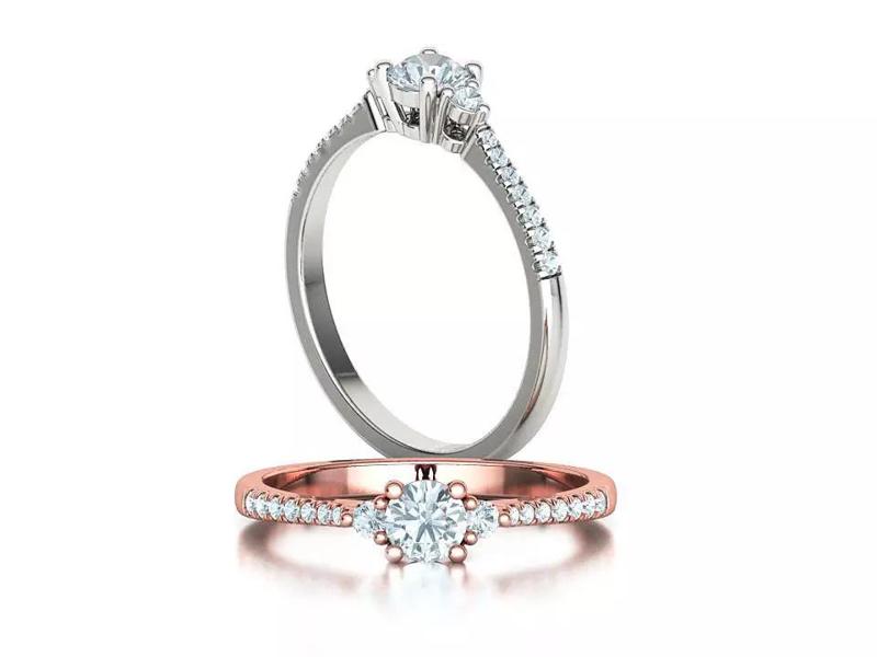 Birgit 3stone Engagement Ring V2  delicate french pave setting
