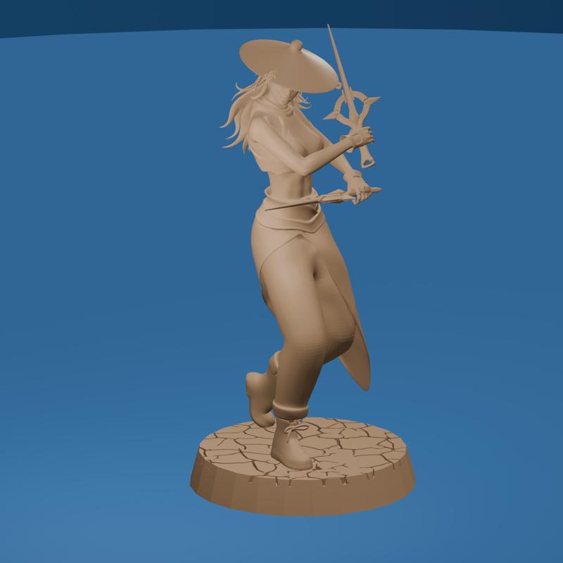 Futuristic Japanese Warrior Woman with Dual Energy Daggers