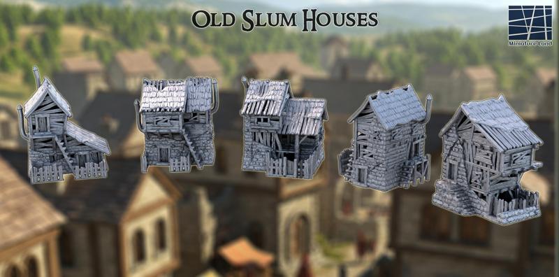 Old Slum Houses 28 mm Tabletop Terrain