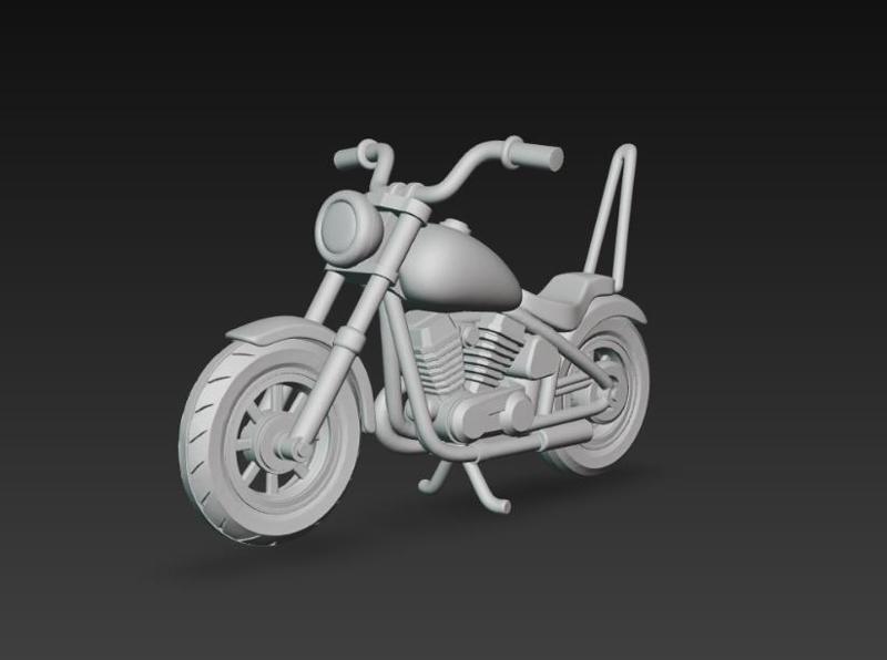 Chopper Motorcycle 3D Model – Moto Custom para Impresión 3D