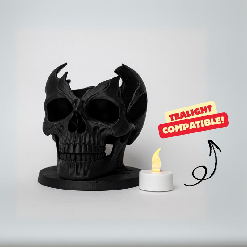 BROKEN SKELETON HEAD TEALIGHT / HALLOWEENDECOR / HOMEDECOR / DARK DECOR / STL