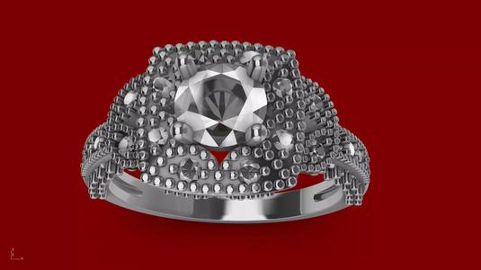 bead diamond set engagement ring stl verified