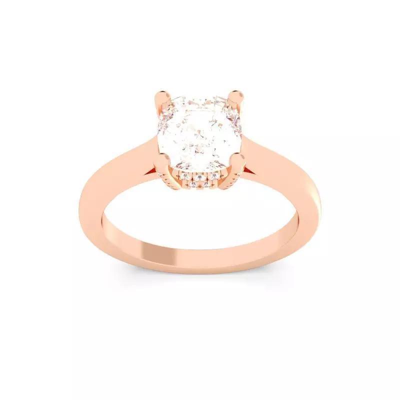 CUSHION Cut Hidden Halo Engagement Ring