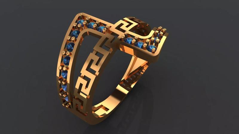 G1004 Hellenic Key Ring 4gm-17MM