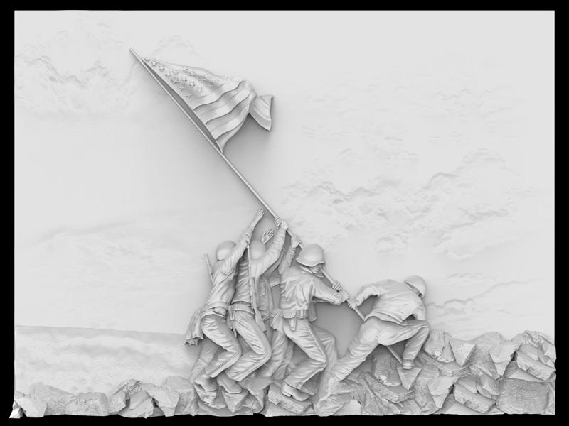 3D Model STL File for CNC Router/Laser & 3D Printer Iwo Jima Flag