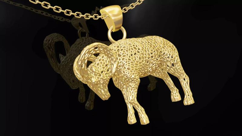 Goat pendant jewelry gold