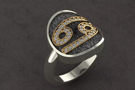 CANCER zodiac ring with diamonds