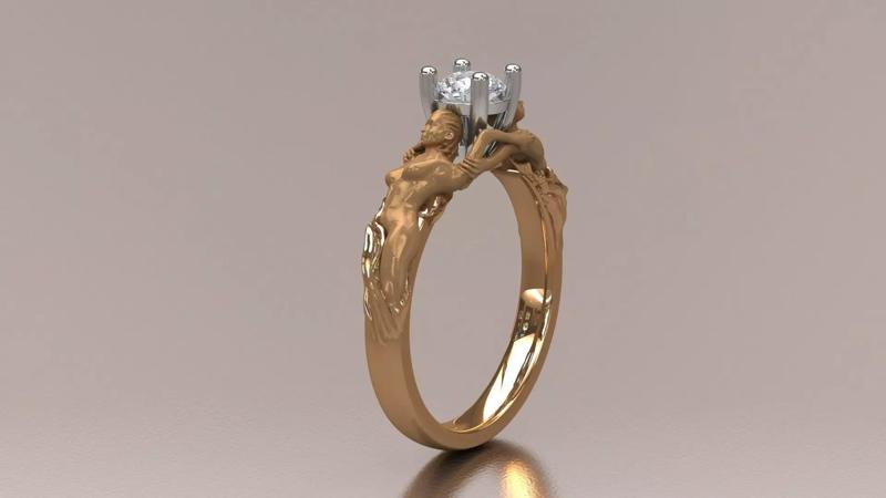 Carrera y Carrera Embrace Ring Lovers Holding Diamond STL 3DM