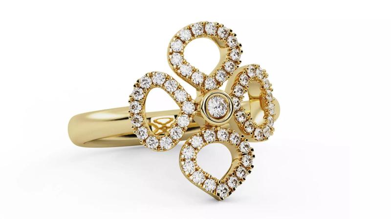Clover Flower Diamond Engagement Ring