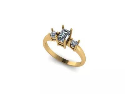 Luxury Engagement Ring with Emerald Cut and Round Diamonds