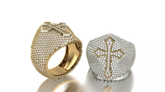 Cross Hip Hop Iced Ring Jewelry 3D Print Model STL