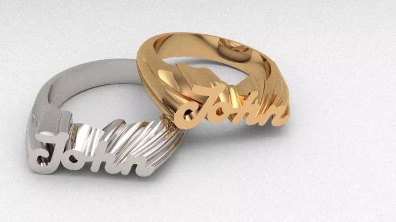 Custom Name Ring 3D Model John Printable Jewelry STL