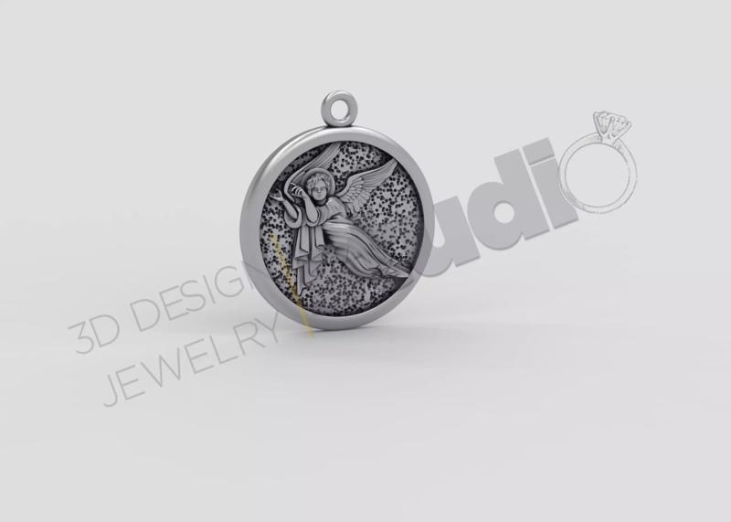 Highly detailed angel pendant 3d model