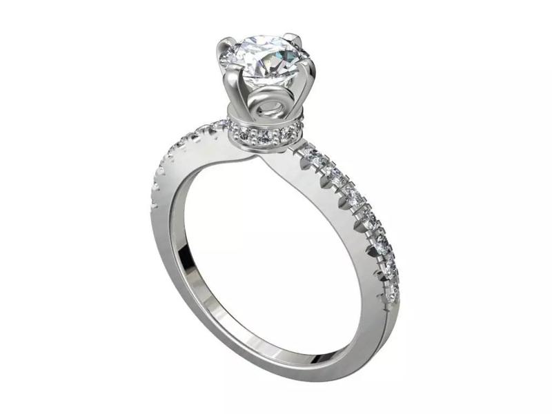 Engagement Ring Solitaire Model  Ready For 3D Printing -CC91