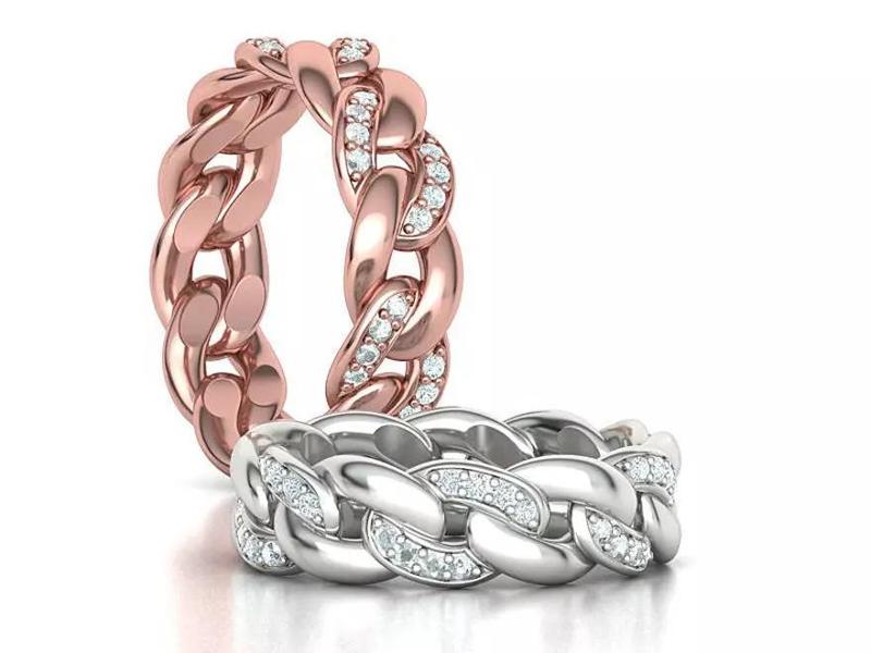 DIAMOND Cuban Link Heavy Chain Ring 7mm Wide 10US Size 3dmodel