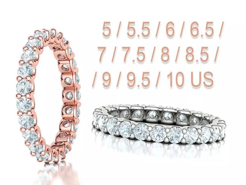 Diamond Eternity Ring 3mm stones FULL US CHART 5-10US