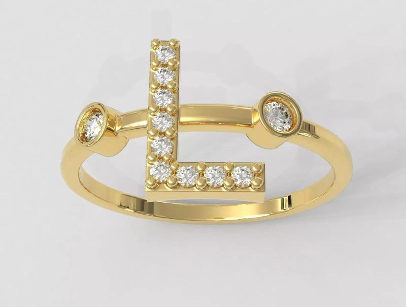 Diamond Letter Ring - L
