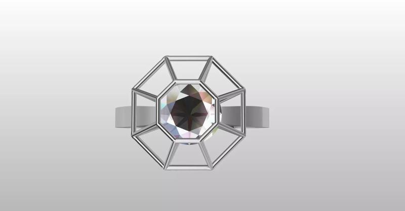 diamond cage set cathedral ring stl verified