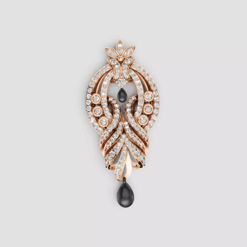 3D Cad jewelry design of Lady diamond Necklace with Pearl