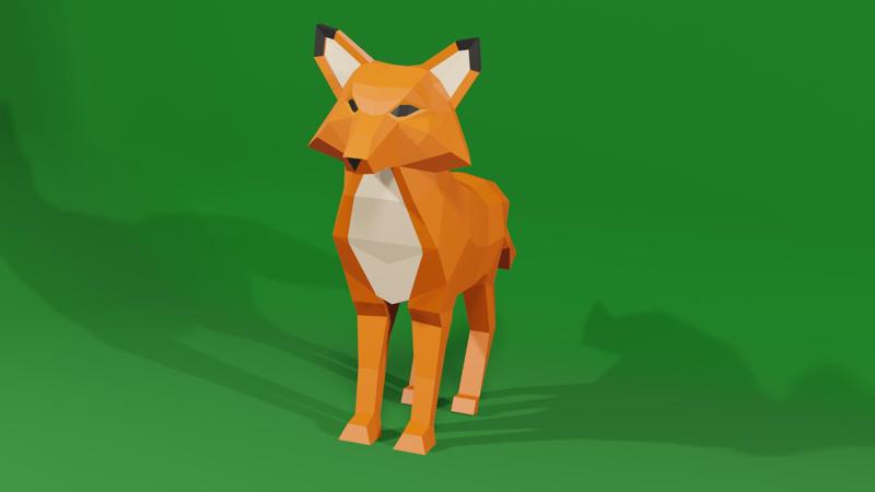 Low Poly Stylized 3D Fox
