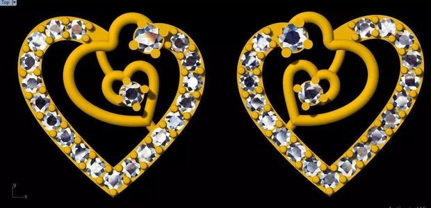 Heart Stud Earrings 3dm file