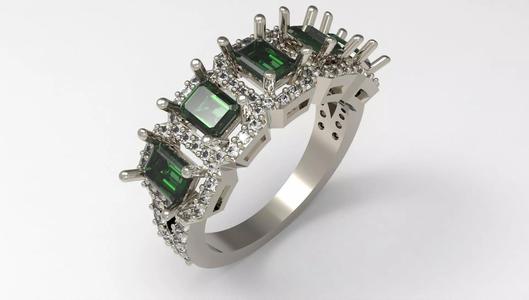 Emerald-Cut Ring with Diamond Accents