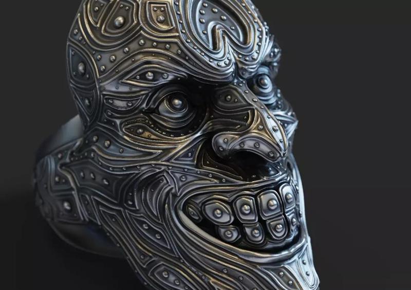 Grin Biker Face ring