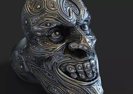 Grin Biker Face ring