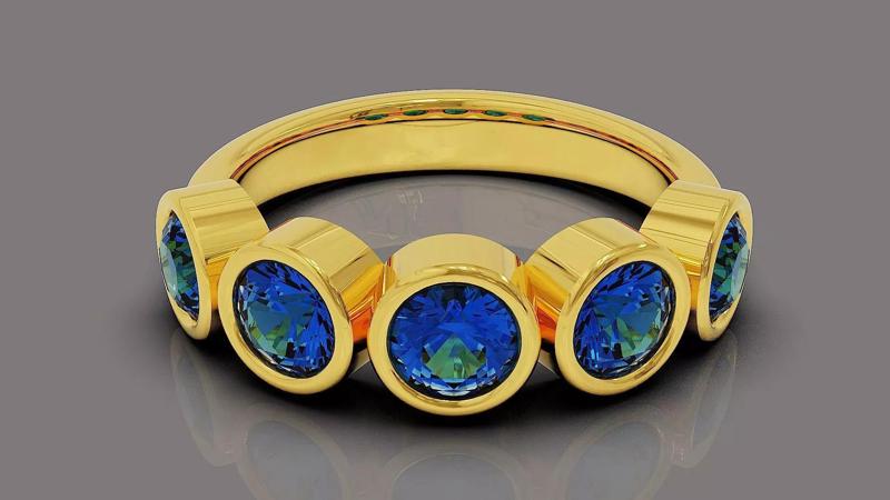 Half eternity bezel set round shape diamond ring