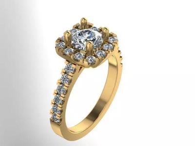 Halo ring with diamond