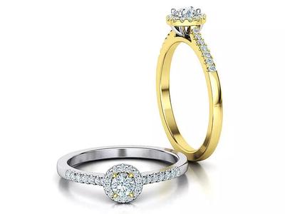 Bespoke Engagement Ring Round Halo Two Tone
